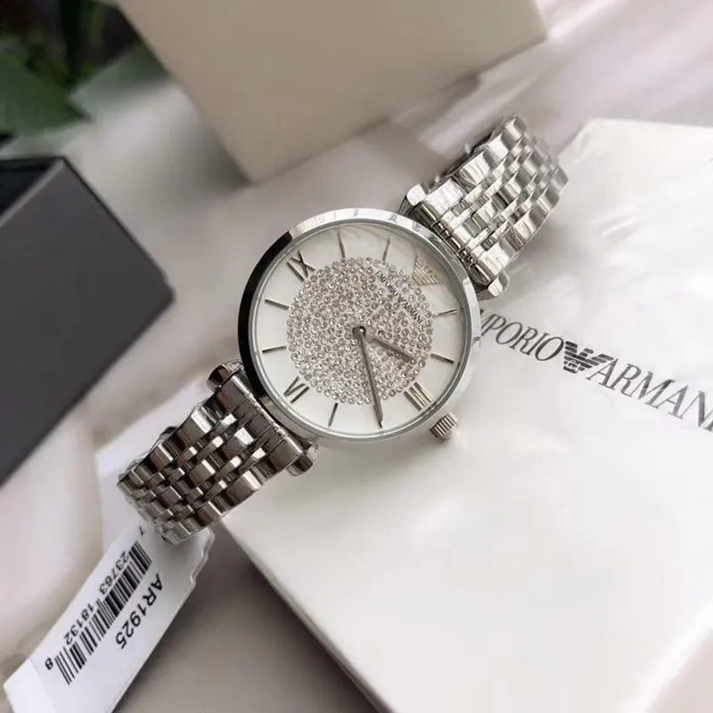 Emporio Armani Gianni T-Bar White Crystal Pave Dial Ladies Watch- AR1925